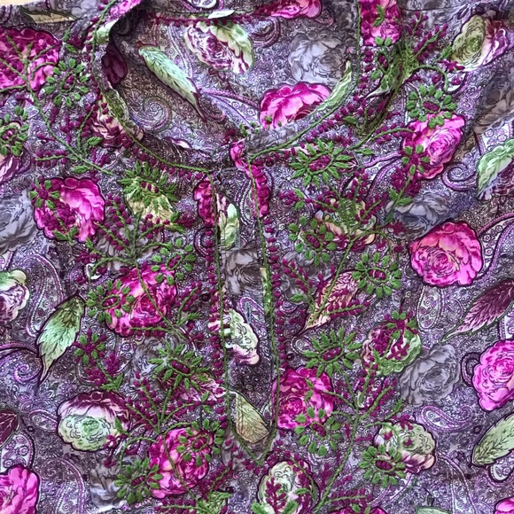 100% silk shirt L embroidered India - Picture 3 of 4